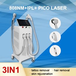 Équipement de salon de beauté esthétique Épilation au laser à diode 808nm Nd Yag Pigment de tatouage Élimination des taches de rousseur Traitement de l'acné au laser IPL Machine de rajeunissement de la peau