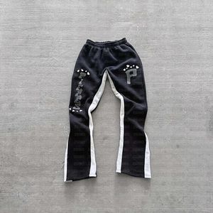 Men de pantalon esthétique Pantalon 90s Vintage Vinty Streetwear Kpop Dance Oversize Hi-Po Hight Street Campus Wear Elasticated Lanyard 240425