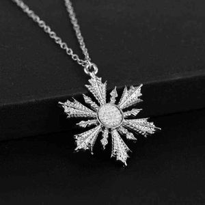 Collier de flocons de neige esthétique avec pierre CZ en cristal pour femmes, accessoires d'hiver délicats, cadeaux de noël, bijoux à la mode G1206