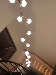 Aesthetics Glass Ball Kroonluchter Lampen Duplexwoning Appartement Trap Chandeilers Luxe Hotel Villa Lobby Plafond Opknoping Licht