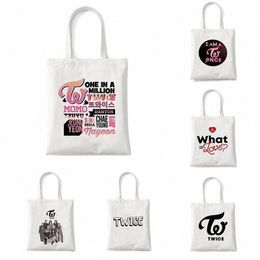 esthétique Sac à bandoulière deux fois décontracté Resiest Kpop Eco Y2K Sacs de boutique Femmes Femmes de grande capacité Shopper Harajuku Canvas Handbag 95QF #