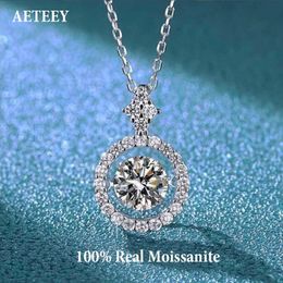 AETEEY 1CT D Color Real collar con colgante redondo para mujeres diamante de laboratorio S925 plata esterlina joyería fina regalo NE019 240115