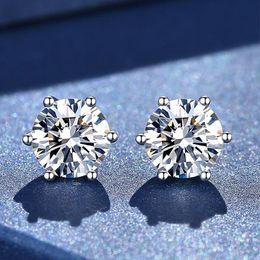 AETEEY boucles d'oreilles en diamant véritable couleur D 1ct 925 en argent Sterling à Six broches bijoux fins de mariage pour les femmes 240112