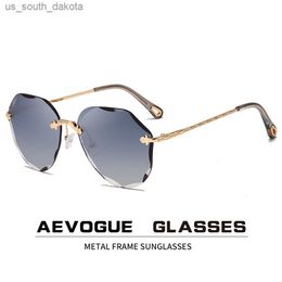 AEVOGUE lunettes de soleil pour femmes dames sans monture diamant coupe lentille marque Designer océan nuances Vintage lunettes de soleil AE0637 L230523