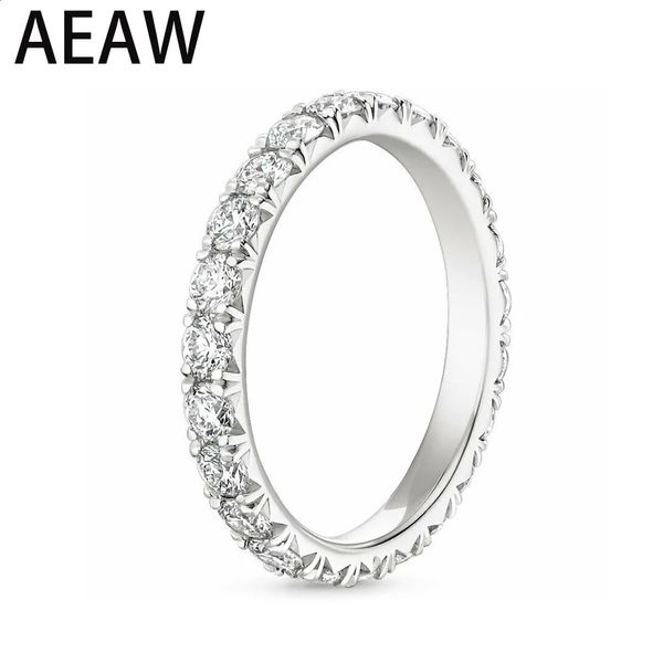 AEW 14k or blanc 1.8mm DEF couleur CVD HPHT laboratoire cultivé diamant alliance pour femmes dames bague 240119