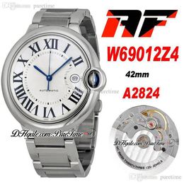 AF 42 mm A2824 Reloj automático para hombre Textura negra Dial Marcadores romanos blancos Pulsera de acero inoxidable Super Edition 2022 Relojes Puretime AF42g7