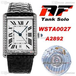 AF Solo W5200027 A2892 Montre automatique extra large pour homme Lunette en diamants Cadran blanc Noir Roma Aiguilles bleues Cuir de veau Super Edition 2021 Montres Puretime C3