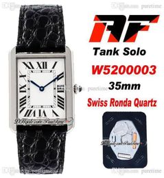 AF Solo W520003 Swiss Ronda Quartz Unisexe Mentins Fomens Watch White Diad Black Roman Markers Blue Hand Texture Texture en cuir Super E9491402