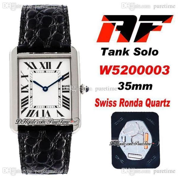 AF Solo W520003 Reloj suizo Ronda de cuarzo unisex para hombre y mujer Esfera blanca Marcadores romanos negros Textura de mano azul Correa de cuero Super E2933