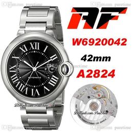 AF V4 W6920042 42mm A2824 Automatische Herenhorloge Zwart Textuur Dial zilver Romeinse markeringen Roestvrijstalen Armband Super Edition 2021 Horloges Puretime