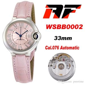 AF WSBB0002 33 mm CAL 076 automatisch dameshorloge met roze textuur wijzerplaat zilveren Romeinse markeringen lederen band Super Edition 2021 dames Wat231k