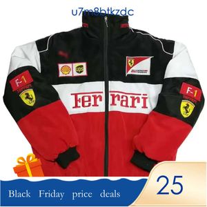 F1-jas Racepak Jas met lange mouwen Retro motorpak Jas Motorteam Winter Katoenen kleding Pak Geborduurd warm jack