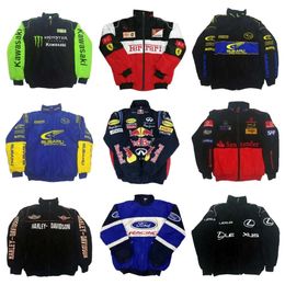 AF1 F1 Veste de course de Formule 1 Veste F1 Automne et hiver Veste à manches longues entièrement brodée Veste de costume de moto rétro Vêtements en coton d'équipe f2