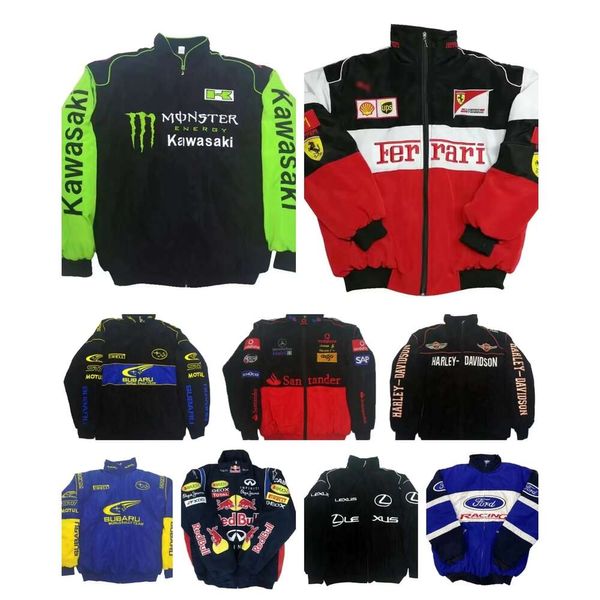 AF1 F1 Veste de course de Formule 1 Veste F1 Automne et hiver Veste à manches longues entièrement brodée Veste de costume de moto rétro Vêtements d'équipe en coton dl