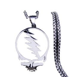 AFAWA Grateful Dead Skull collar de cadena de acero inoxidable para hombres y mujeres collar de Color plata joyería cadenas mujer N4206S035344474