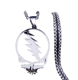 Afawa Grateful Dead Skull Collier de chaîne en acier inoxydable pour Menwomen Silver Color Collier Bijoux Cadenas Mujer N4206S031791140