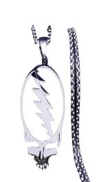 Afawa Grateful Dead Skull Roestvrijstalen ketting ketting voor herenvrouwen zilveren kleur ketting sieraden cadenas mujer N4206S035825369