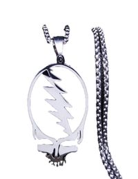 Afawa Grateful Dead Skull Roestvrijstalen ketting ketting voor herenvrouwen zilveren kleur ketting sieraden cadenas mujer N4206S035405346
