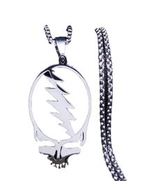 Afawa Grateful Dead Skull Collier de chaîne en acier inoxydable pour le collier de couleur argenté Menwomen Cadrenas Mujer N4206S035685087