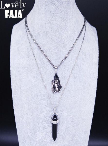 AFAWA acier inoxydable Shiva Parvati Ganesha Art dieu hindou Figure déclaration religieuse collier bijoux bisutérus N3766S033268788