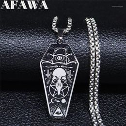 AFAWA sorcellerie vautour cercueil pentagramme croix inversée en acier inoxydable colliers pendentifs femmes couleur argent bijoux N3315S021314u