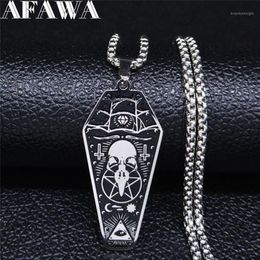 AFAWA sorcellerie vautour cercueil pentagramme croix inversée en acier inoxydable colliers pendentifs femmes couleur argent bijoux N3315S021209F