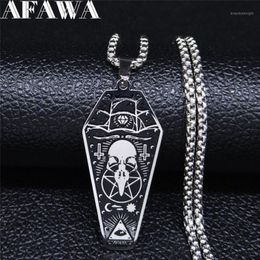 Afawa Witchcraft Vulture Coffin pentagram Colliers en acier inoxydable inversé Pendants Femmes Silver Color Bijoux N3315S021 306