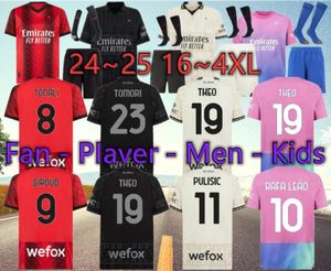 4XL REIJNDERS 23 24 KOCHE Soccer Jerseys GIROUD DE KETELAERE RAFA LEAO Maillot de football quatrième 4ème hommes KIT uniformes pour enfants 2023 2024 PULISIC LOFTUS-CHEEK AC THEO AC Milans