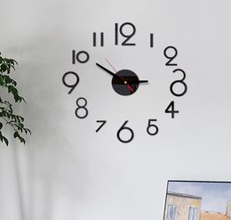 Efecto de espejo de bricolaje asequible decoración de la pared de la pared de estilo europeo sala de estar de aguja de cuarzo 3d reloj de pared moderno 8100094
