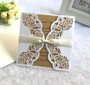 Bruiloft uitnodigingen laser gesneden bruiloft uitnodigingen vrijgezellen feestkaarten met envelop blanco kaart