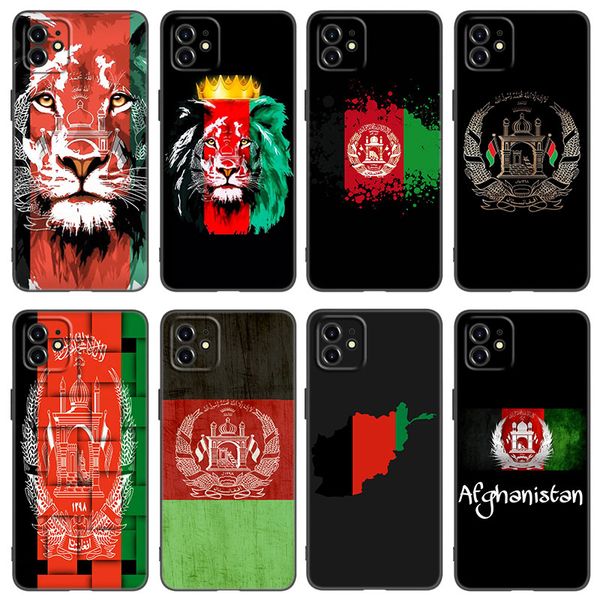 Afghan Afghanistan Flag Téléphone Case pour Apple iPhone 13 12 Mini 11 Pro Xs Max XR X 8 7 6S 6 Plus SE 2022 2020 5S 5 COUVERTURE NOIR