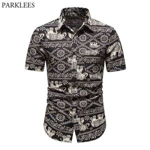 Afican Dashki Imprimer Hommes Chemises De Plage Hawaïennes D'été À Manches Courtes Baggy Coton Lin Chemise Hommes Casual Tropical Aloha Chemise 210522