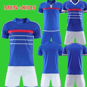 Henry Man Kids Kit 1984 1998 2000 Retro Vintage Soccer Jerseys Zidane Henry Maillot de Foot Euro Finales Uniforms Football Jersey Shirt 999