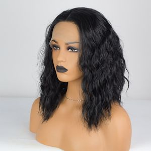 Africa Black Curly Wigs 1B Couleur Afro Corn Curler Wig Head Cover