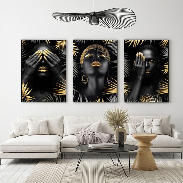 Africa Black Woman Modèle Mall Art Affiche Nordic Light Luxury Mural Modern Home Decor Toivas Pictures Imprimés Salon décoré