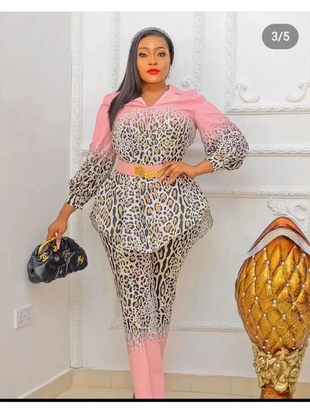 Africa Fashion Fashion Leopard Print Top and Pantal