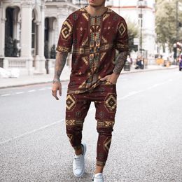 Africa Dashiki Enthic 3D Print Men Tshirt Pants Tracksuit T-shirts T-Shirts Set 2 pièces Streetwear surdimension