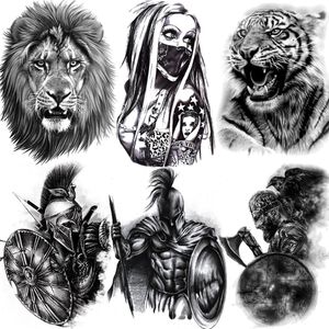 Afrique Serengeti Lion tatouage temporaire noir indien guerrier étanche Flash tatouage autocollant Tribal puissant tigre Tatoo hommes femmes