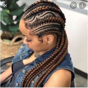 Africano 24 pulgadas 32 pulgadas Cabello sintético pelucas trenzadas trenzas de peluca delantera para mujeres negras