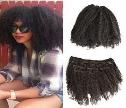 Afro-Amerikaanse afro Kinky Curly Clip in Human Hair extension GEASY Peruaanse remy Haar natuurlijk 1b Clip in extension voor zwart wo2874663