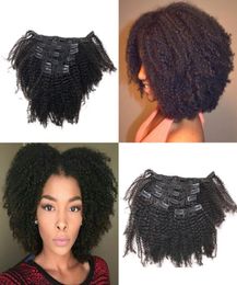 Clip afro-américain afro crépus bouclés dans les extensions de cheveux humains 7Pclot Clip malaisien Ins FDSHINE3723588