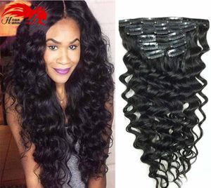 Afro-Amerikaanse Hannah Clip-in Human Hair extensions Volledig Braziliaans haar Afro Diep Krullend Clip-in Extension Zwart Braziliaans Ha2722000