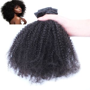 Clip de cheveux bouclés afro crépus vierge mongol afro-américain dans les extensions de cheveux humains 100g Extensions de cheveux remy clip bouclés vierges 18 
