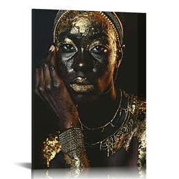 Afro -Amerikaanse muurkunst canvas zwarte koningin