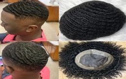 Unité de cheveux ondulés afro-américains Mono Lace Toupee 4mm 6mm 8mm 10mm Remplacement de cheveux humains vierges indiens Afro Kinky Curl pour noir M8011898