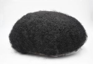 Peluces afroamericanos para la base de encaje completo Black Black Afro Hair Mens Toupee 8x10 Men Unit Systems Wigs9884830