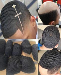 Afroamericanos para hombres Wig 4 mm6mm8mm10mm12mm onda completa tupee peruano remy reemplazo de cabello humano para hombres negros rápida exp4063754
