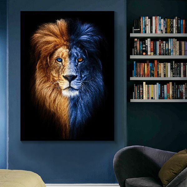 Afrikanisches Tier, Elefant, Zebra, Löwe, Poster und Druck, Wandkunst, Leinwand, Ölgemälde, Bild für Wohnzimmer, Dekoration, Heimdekoration