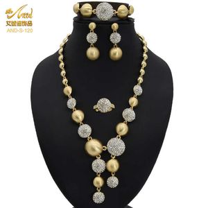 Ensemble de bijoux en perles africaines 24 carats en or de Dubaï pour dames, bijoux de luxe, collection de mariage de mariée indienne, collier et boucles d'oreilles pour femmes, ensembles H1022