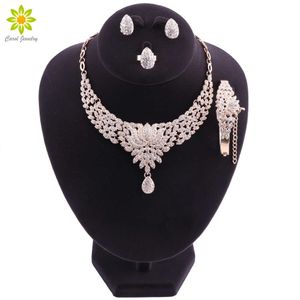 Conjunto de joyas de cuentas africanas, conjuntos de joyas de boda de lujo para novias, mujeres, bisutería, declaración, gargantilla, collar, conjunto H1022